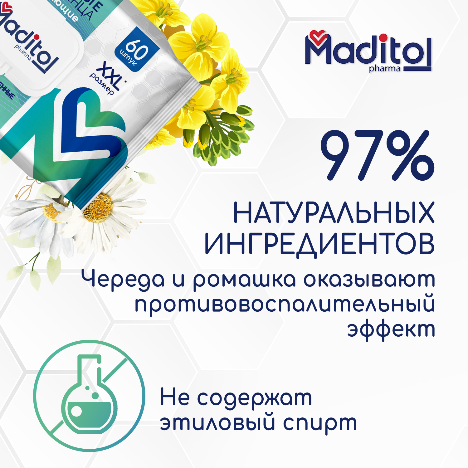 Влажные полотенца MADITOL 10 упаковок по 60 шт - фото 3