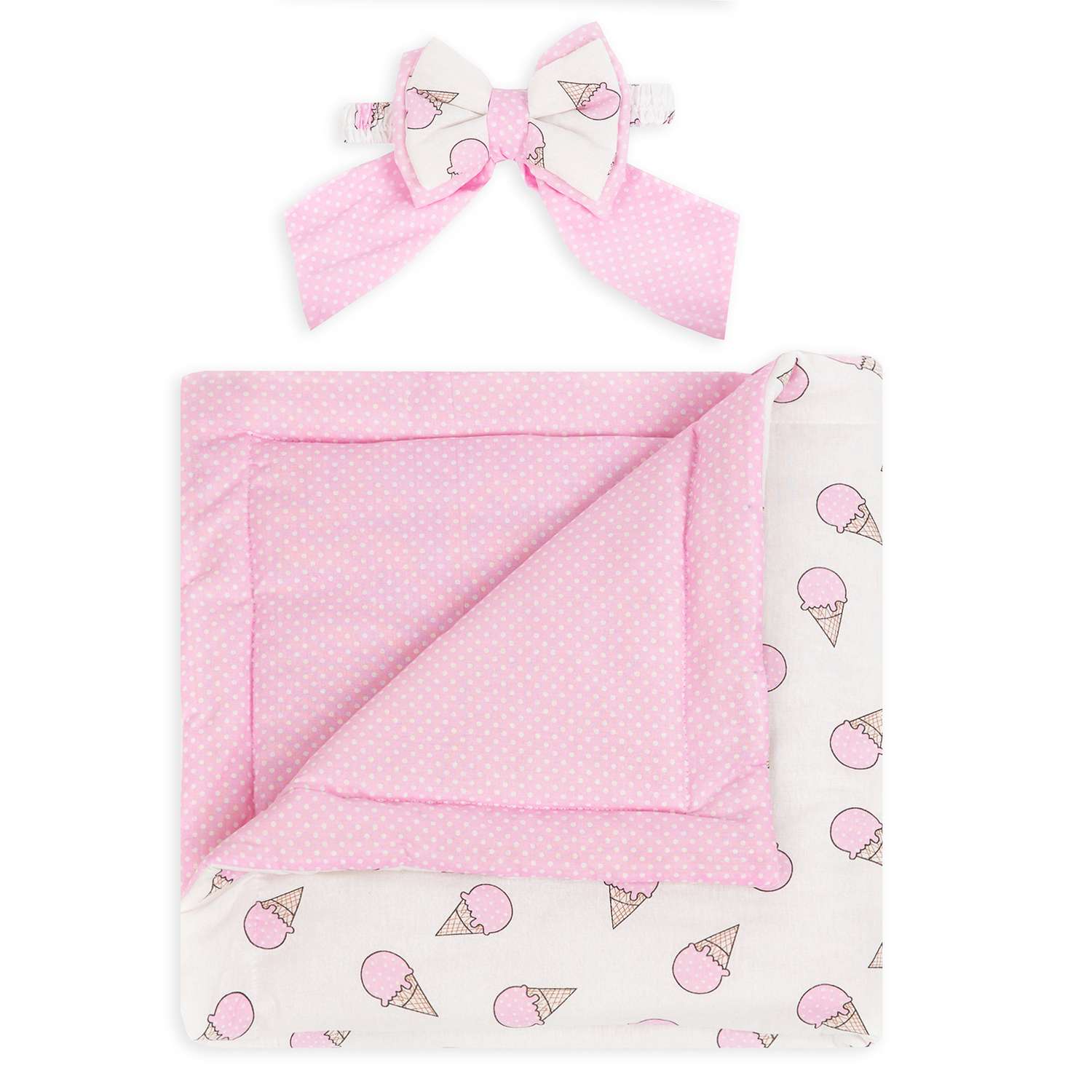 Конверт-одеяло Чудо-чадо для новорожденного на выписку «Времена года» мороженое/розовый - фото 2