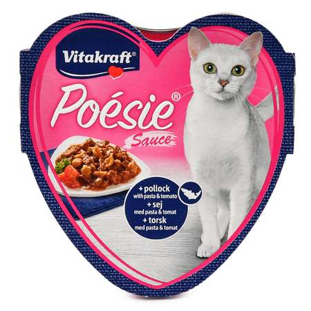 Корм влажный для кошек Vitakraft Poesie 85г сайда-паста в томатном соусе взрослых