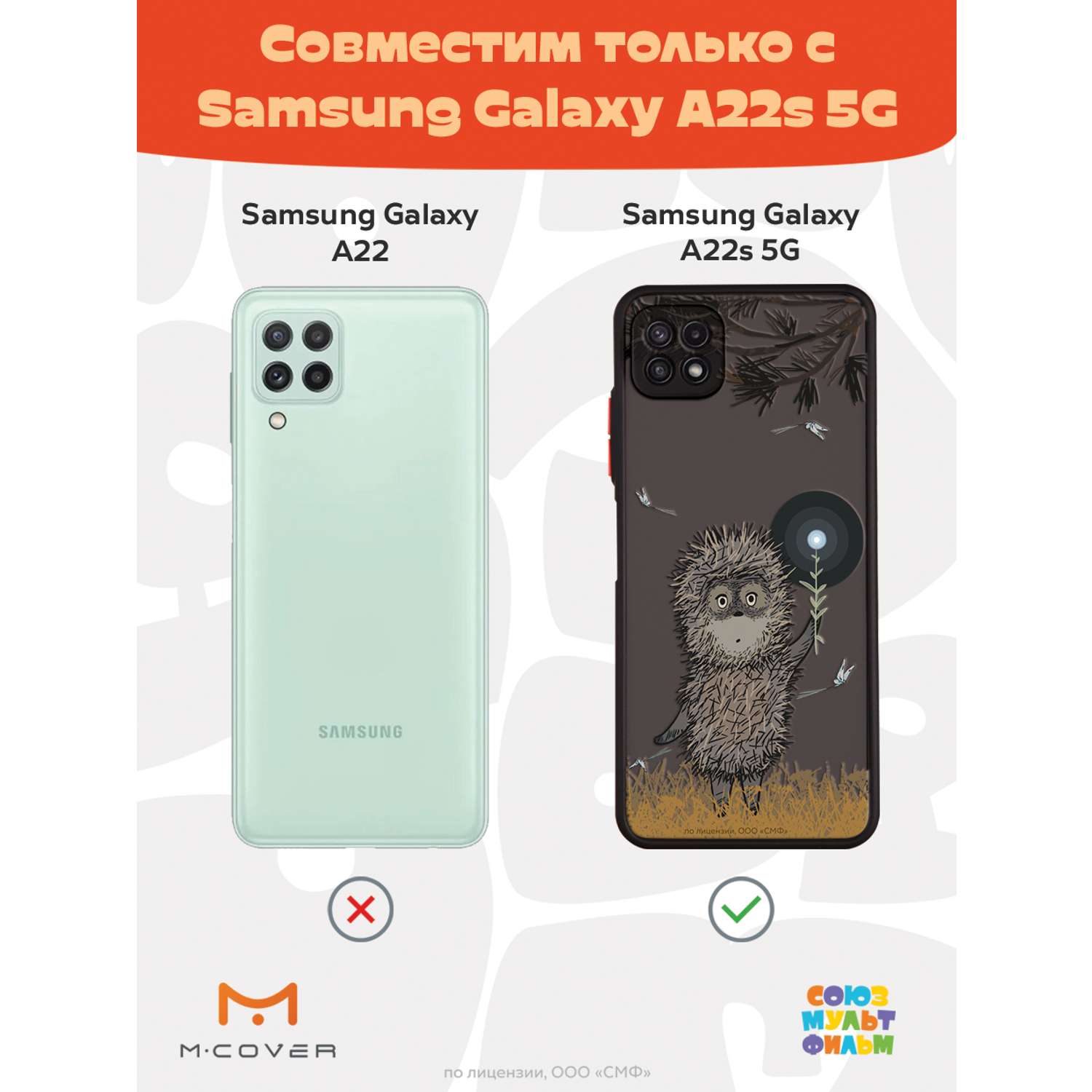 Противоударный чехол Mcover для смартфона Samsung A22s Союзмультфильм Ежик  в тумане и фонарик купить по цене 460 ₽ в интернет-магазине Детский мир