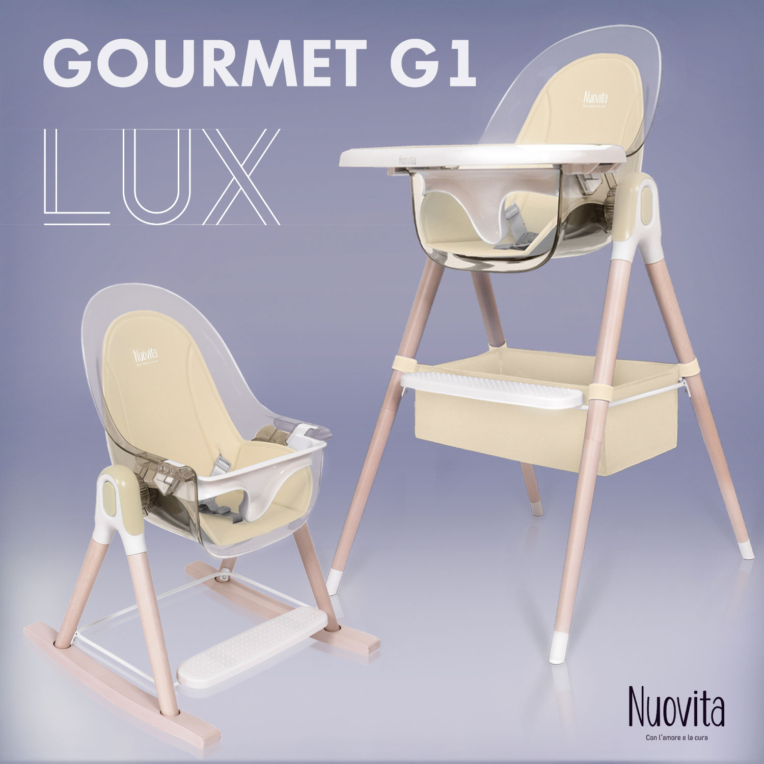 Стульчик для кормления Nuovita Gourmet G1 Lux Молочный - фото 2