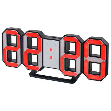 LED часы-будильник Perfeo LUMINOUS черный корпус красная подсветка PF-663