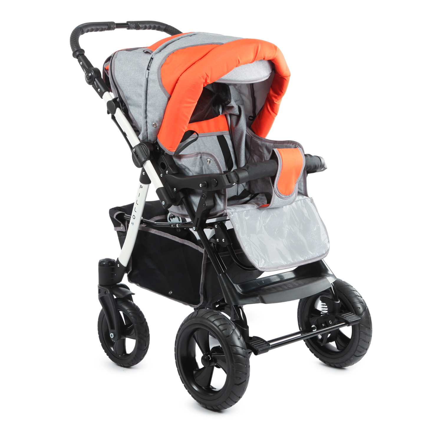 Коляска трансформер Babyton Pillo Grey-Orange - фото 7