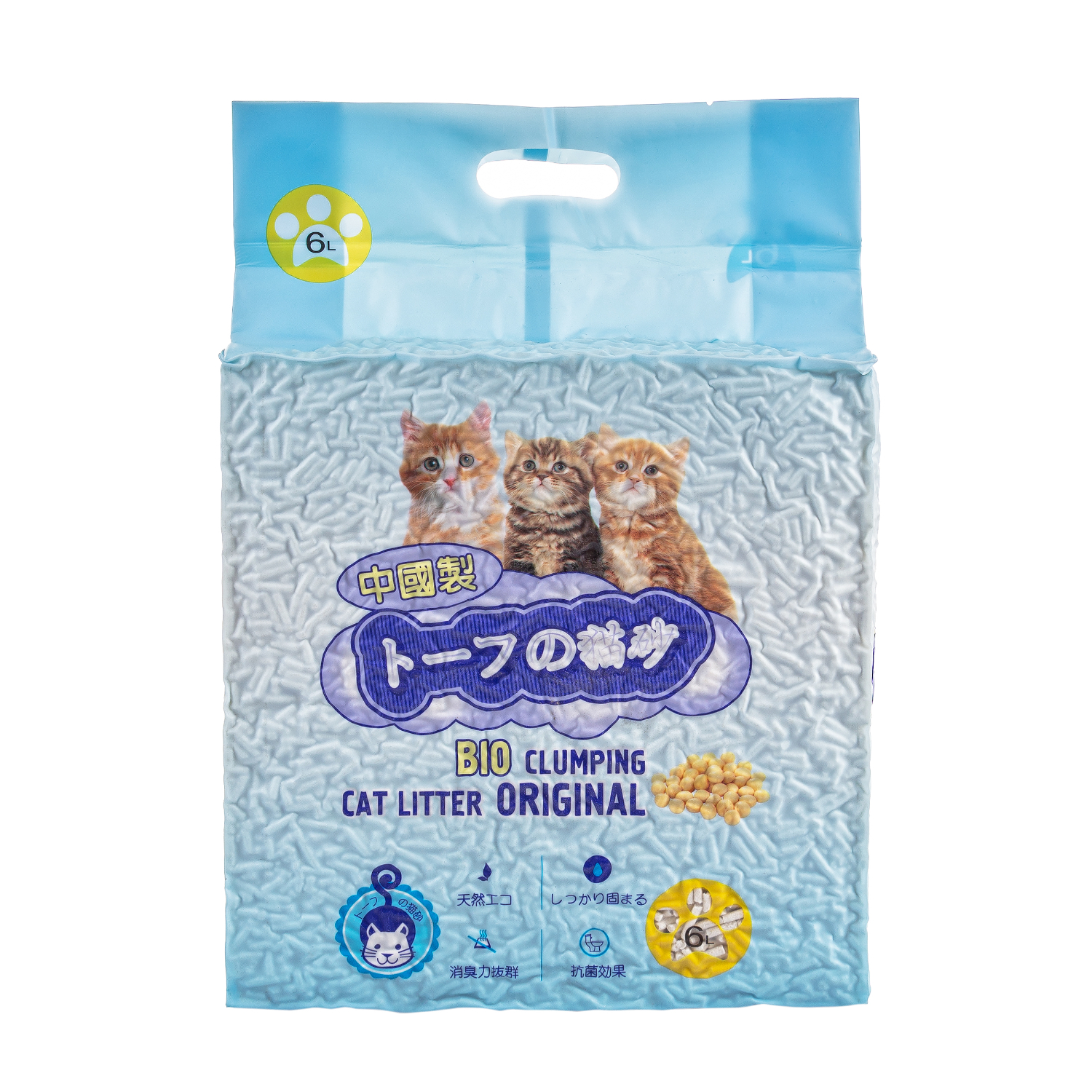 Наполнитель для кошек Hakase Arekkusu растительный комкующийся Тофу 6л - фото 1