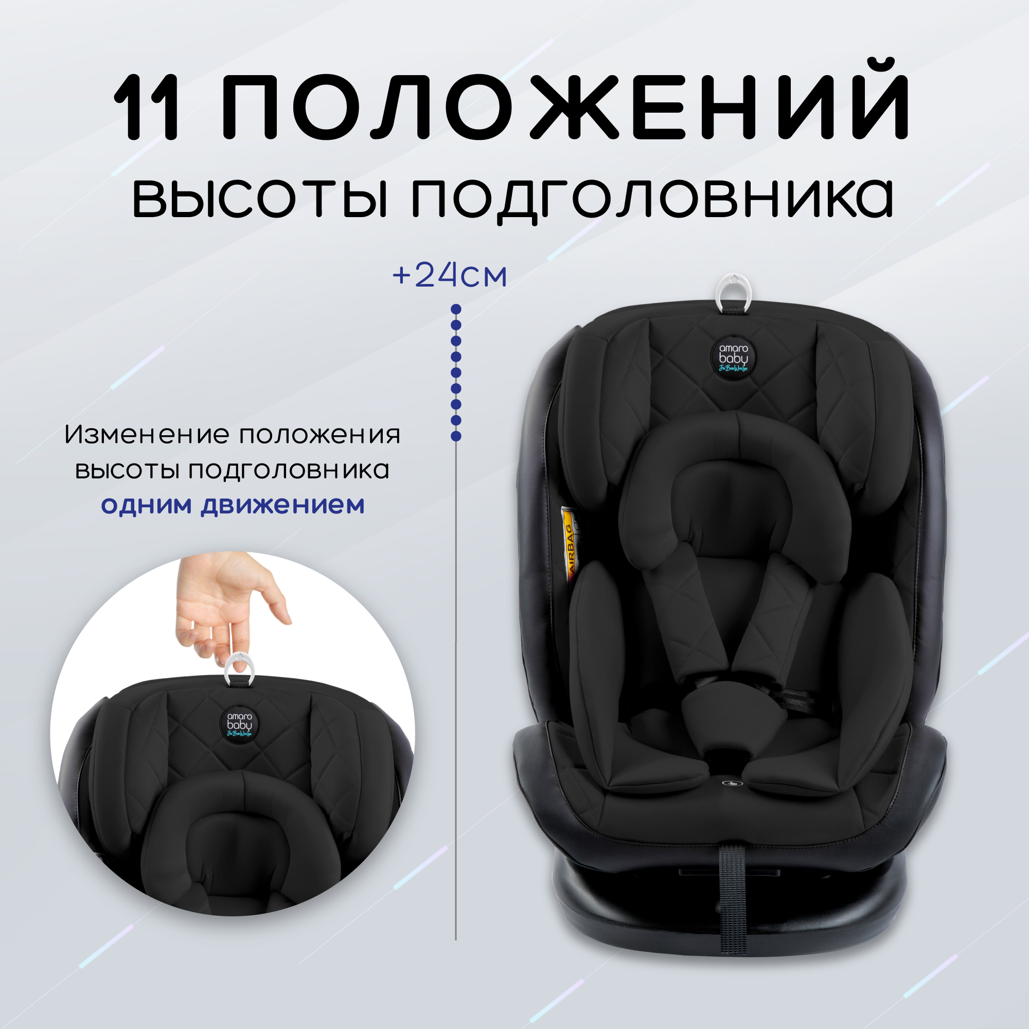 Автокресло Amarobaby Brilliant Isofix класс D группа 0+/1/2/3 Черный - фото 5