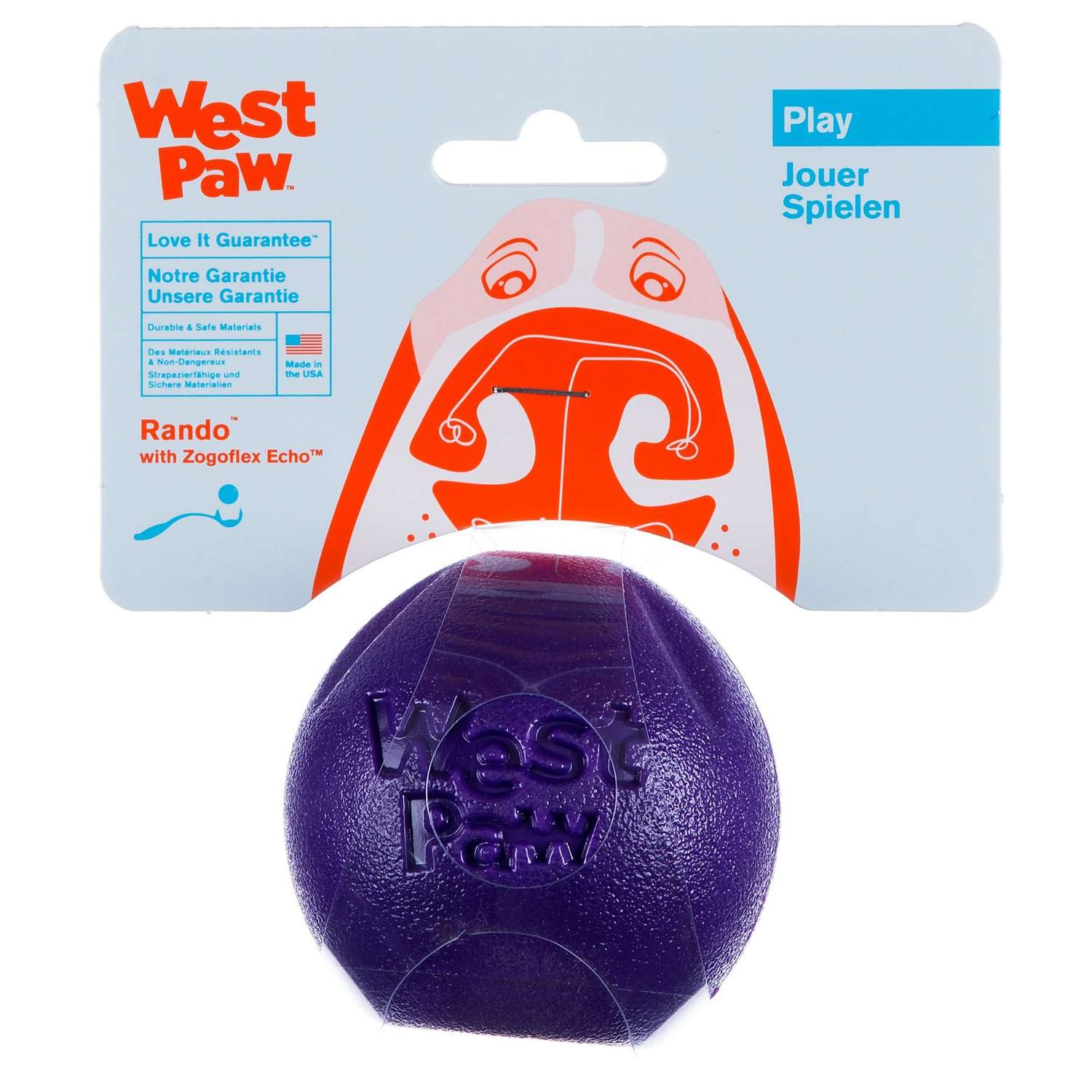 Игрушка для собак West Paw Zogoflex Rando Мячик Фиолетовый - фото 2