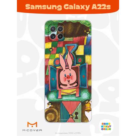 Силиконовый чехол Mcover для смартфона Samsung A22s Союзмультфильм Довольный Пятачок