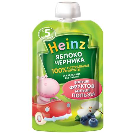 Пюре Heinz яблоко-черника пауч 90/100г с 5месяцев