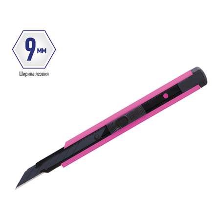 Нож канцелярский BERLINGO Color Zone черное лезвие auto-lock металлические направляющие розовый