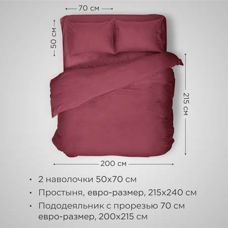 Комплект постельного белья SONNO URBAN FLOWERS евро-размер Цвет тёмный гранат