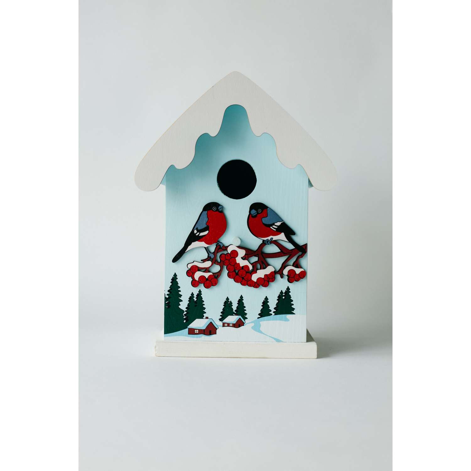 Скворечник Зимние снегири WOODING design набор с красками - фото 3