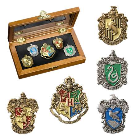 Набор значков Harry Potter Гербы 5 шт - Эмблема школы и 4 факультетов Хогвартса