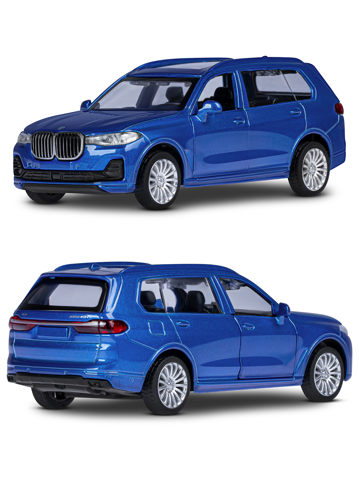 Внедорожник АВТОпанорама BMW X7 1:44 синий JB1251257 - фото 5