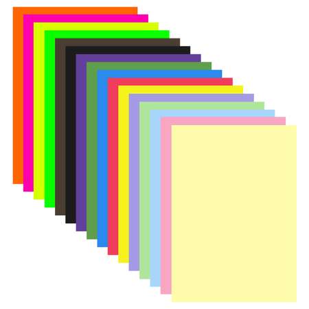 Картон цветной Brauberg А4 тонированный для творчества и оформления 48 листов 16 цветов (+ неон) 180г/м2