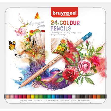 Набор цветных карандашей BRUYNZEEL Expression Colour 24 цвета в металлическом коробе-пенале