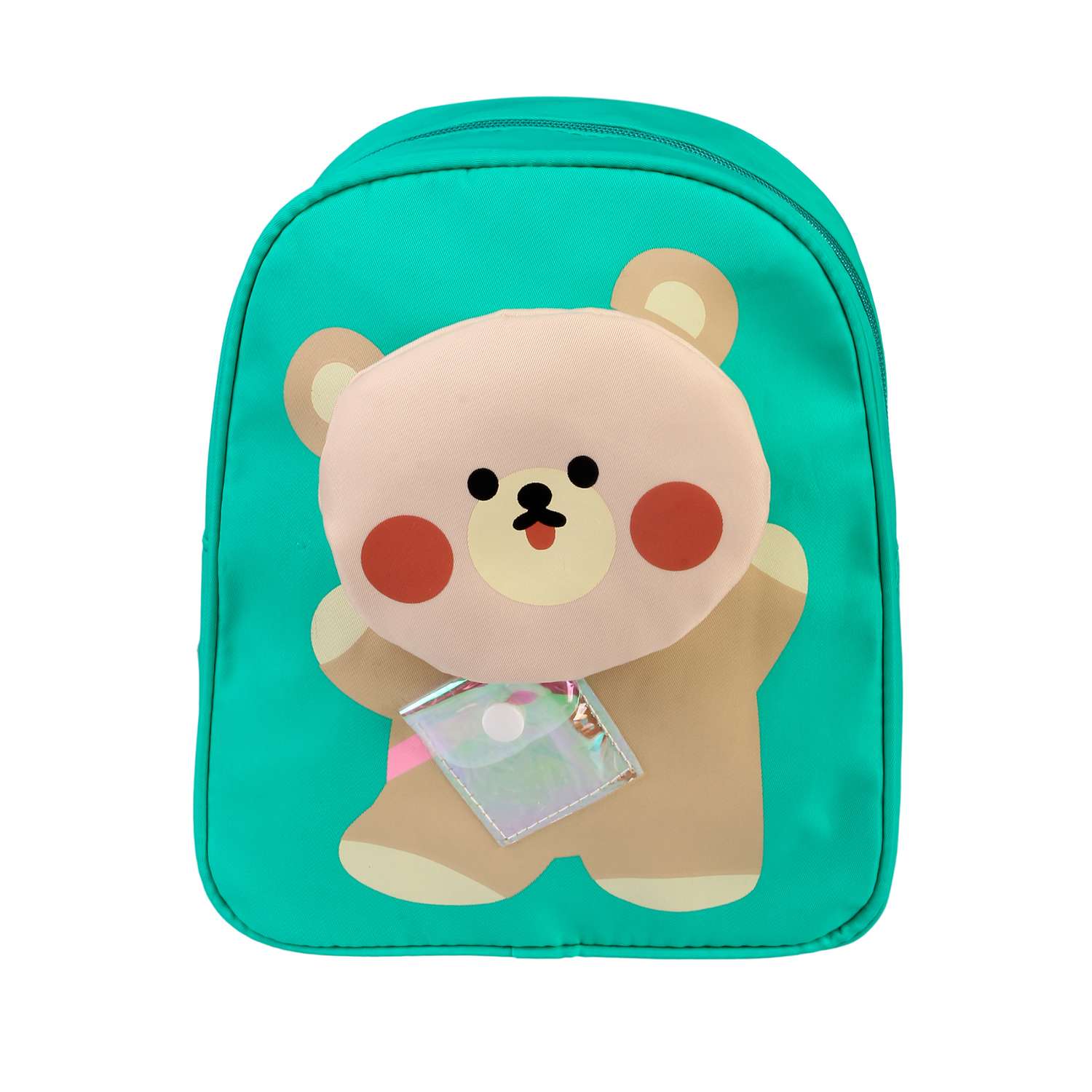 Рюкзак Little Mania зеленый Медведь бежевый - фото 1