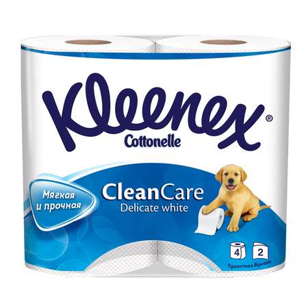 Туалетная бумага Kleenex Деликат Уайт 2слоя 4рулона Белая