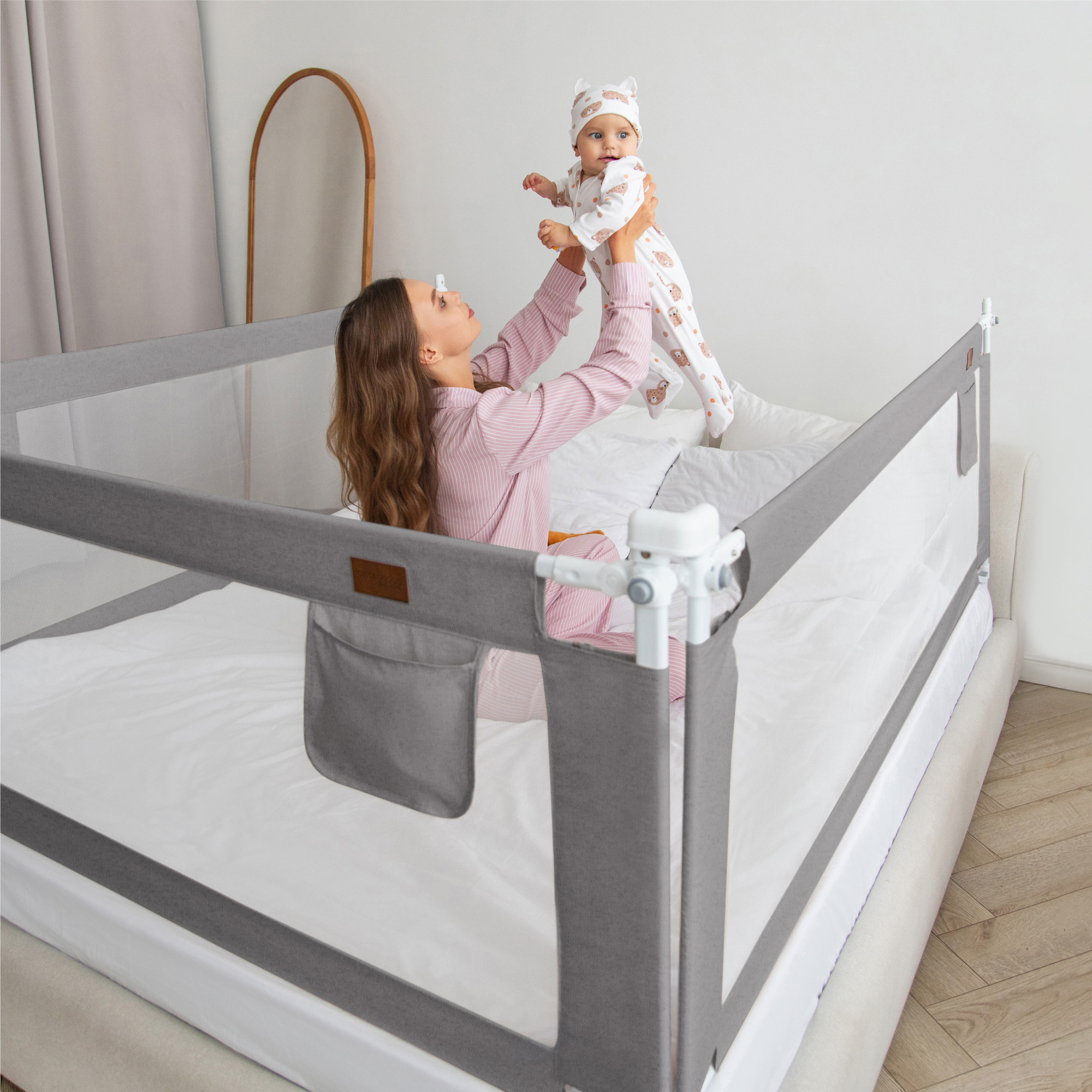 Барьер защитный для кровати Amarobaby Amarobaby Linear, серый, 120 см. - фото 3