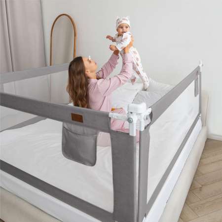 Барьер защитный для кровати Amarobaby Amarobaby Linear, серый, 120 см.