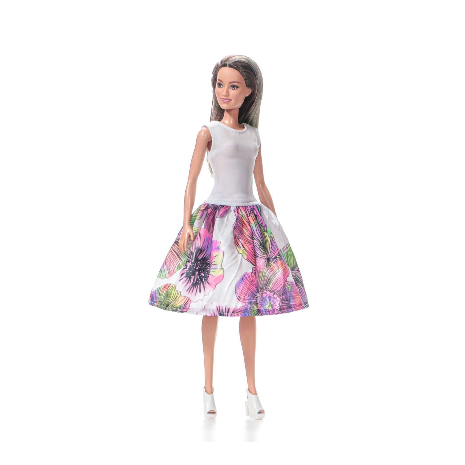 Одежда для кукол VIANA типа Барби Платье и аксессуар цвет белый/розовый 128.19.14 - фото 2
