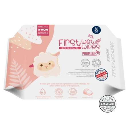 Салфетки K-MOM влажные 30 листов 0+ First Wet Wipes Promise