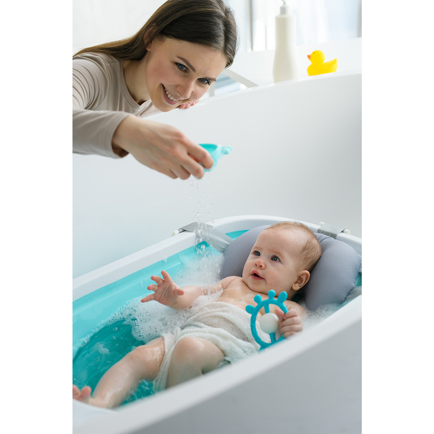Ванночка для новорожденных Miyoumi с матрасиком складная - Mint - фото 11