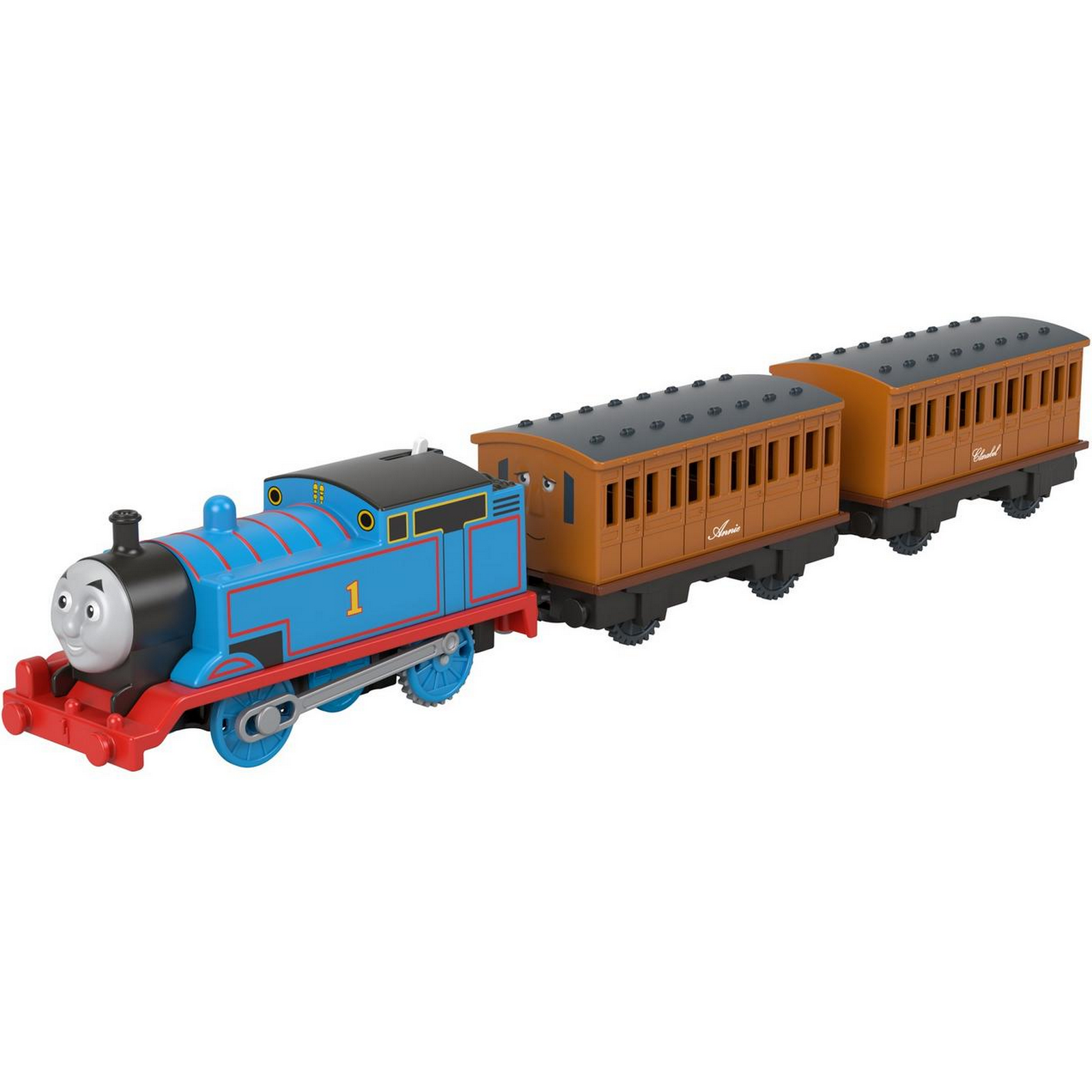 Паровозик Thomas & Friends Железная дорога Лучшие моменты Томас и  пассажирские вагончики моторизированный GPJ57