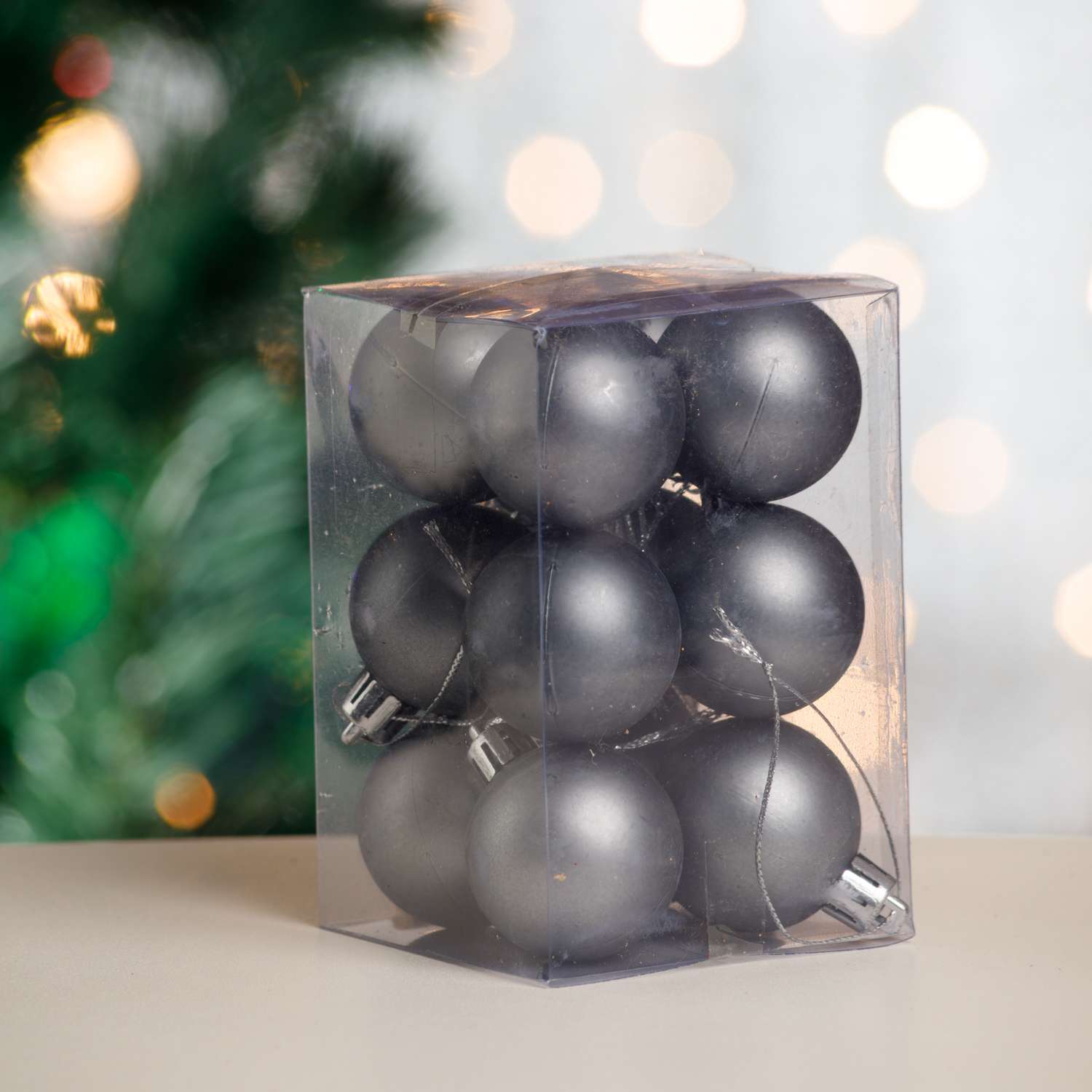 Набор елочных украшений BABY STYLE шары темно-серебристые матовые 4 см 12 шт - фото 1