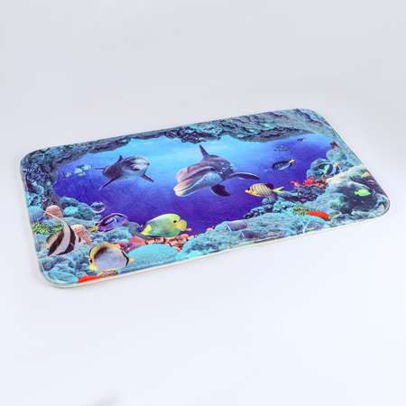 Набор ковриков Доляна для ванны и туалета «Морской мир» 2 шт: 40×50 50×80 см