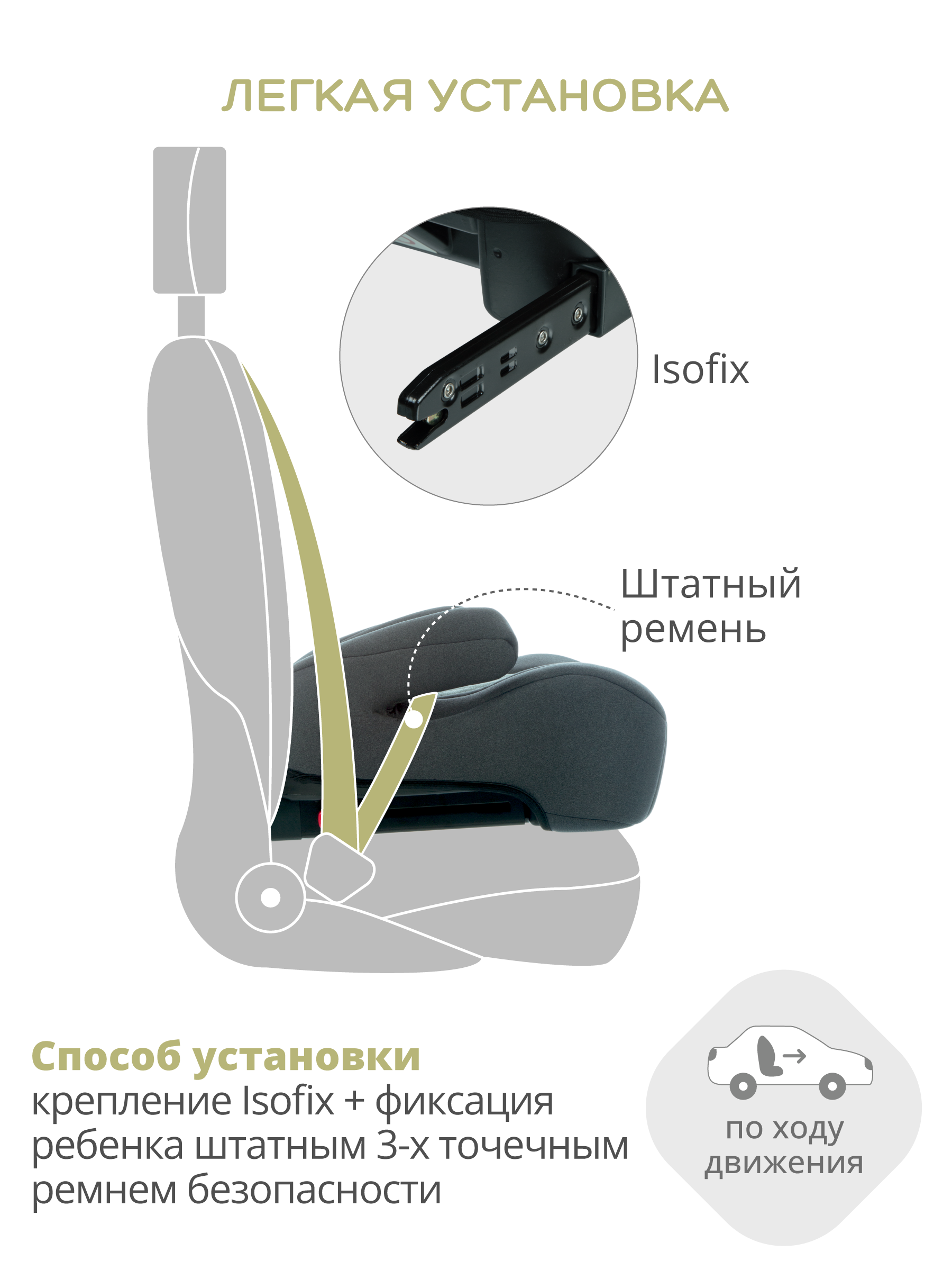 Автокресло-бустер Best Baby ASTON ISOFIX группа 3 (22-36 кг) серый-св.серый - фото 5