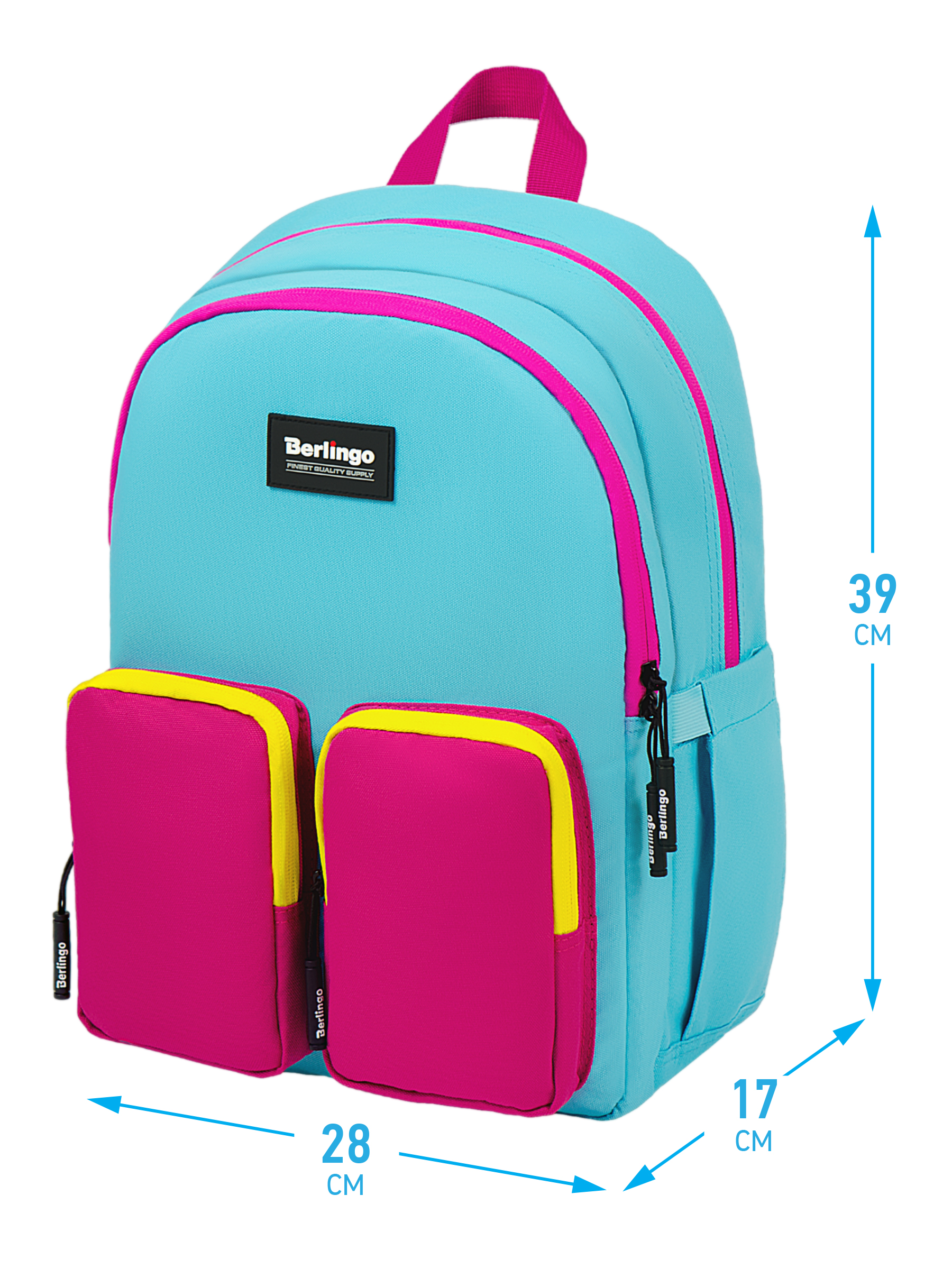 Рюкзак BERLINGO Молодёжный школьный серии Color blocks Blue fuxia - фото 9