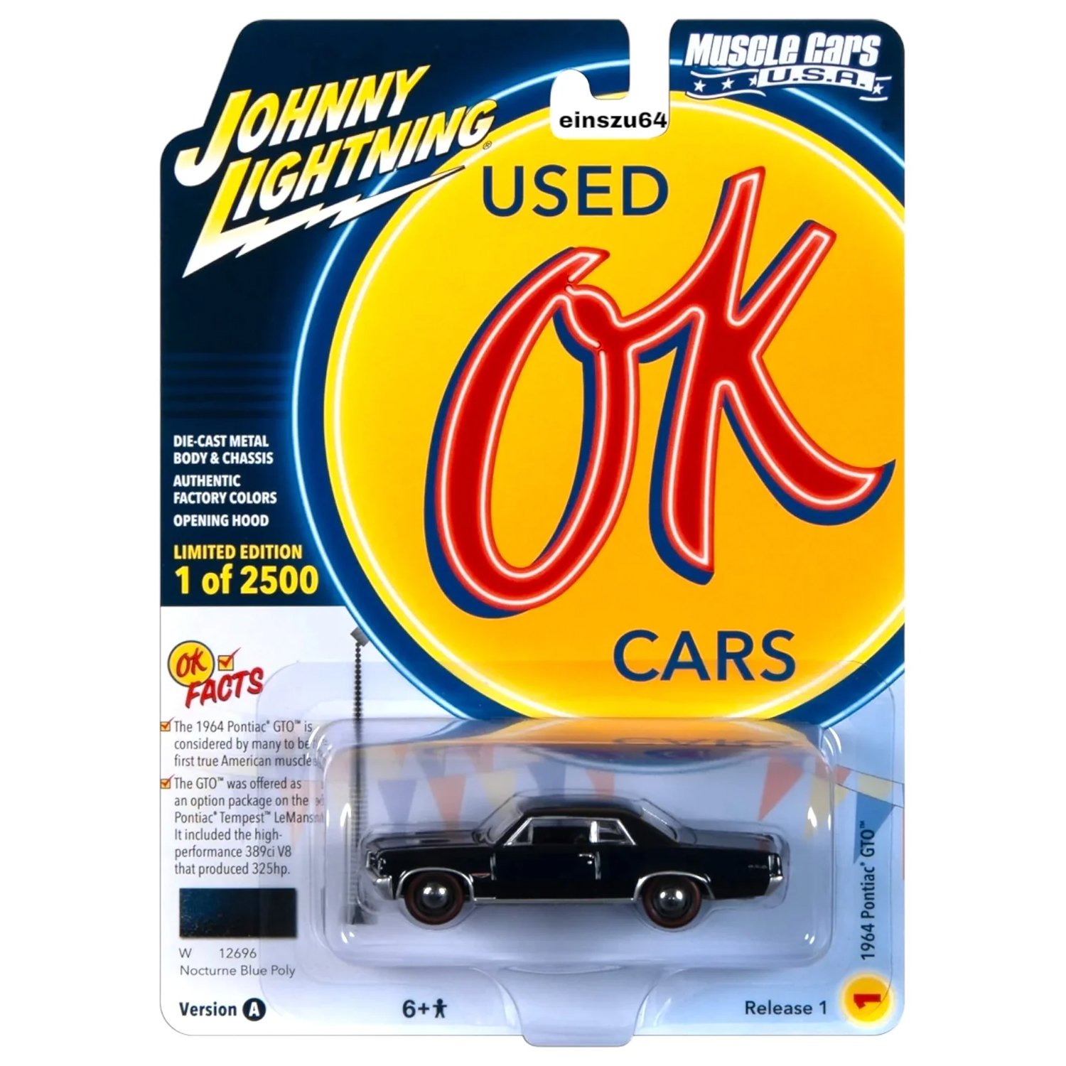 Автомобиль Johnny Lightning 1:64 черный JLMC032A-R1-N1 - фото 4
