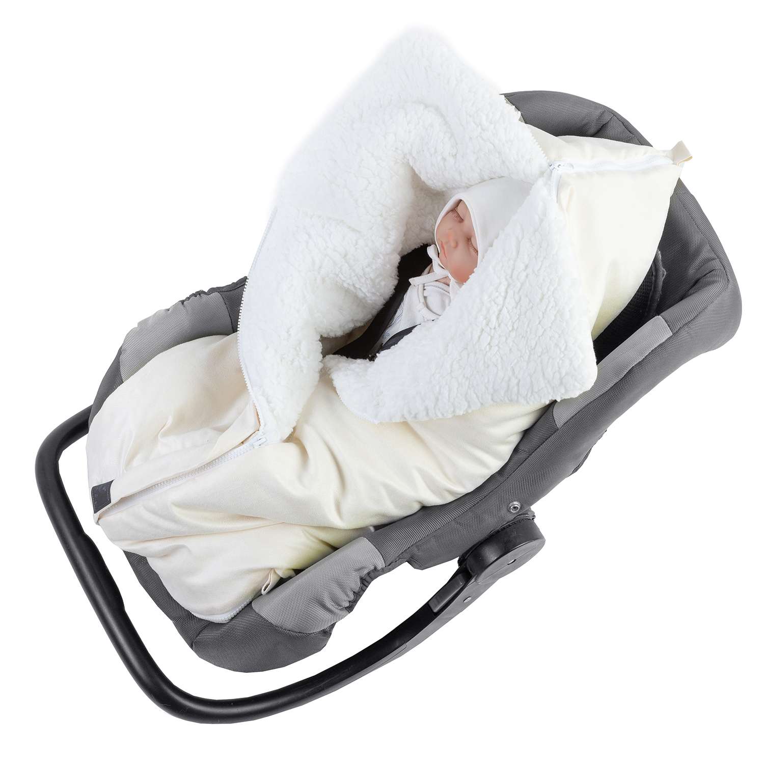 Конверт в коляску inlovery для новорожденного «Нортес» молочный - фото 7