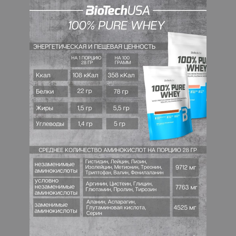 Протеин BiotechUSA 100% Pure Whey 454 г. Рисовый пудинг - фото 7