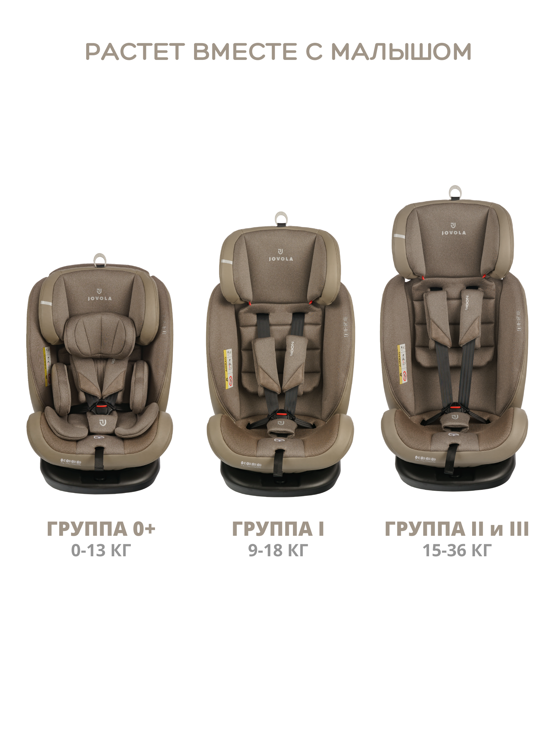 Автокресло JOVOLA MOON ISOFIX группа 0+1+2+3 (0-36 кг) бежевый - фото 6