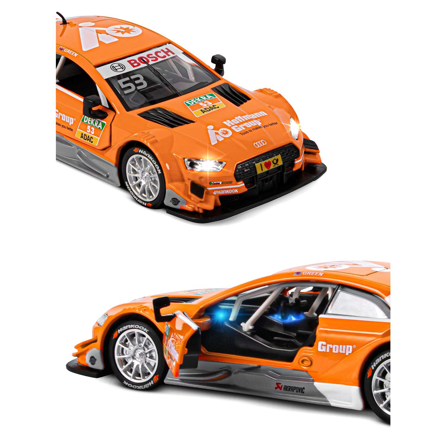 Машинка металлическая АВТОпанорама игрушка детская Audi RS 5 DTM 1:32 оранжевый JB1251323 - фото 8