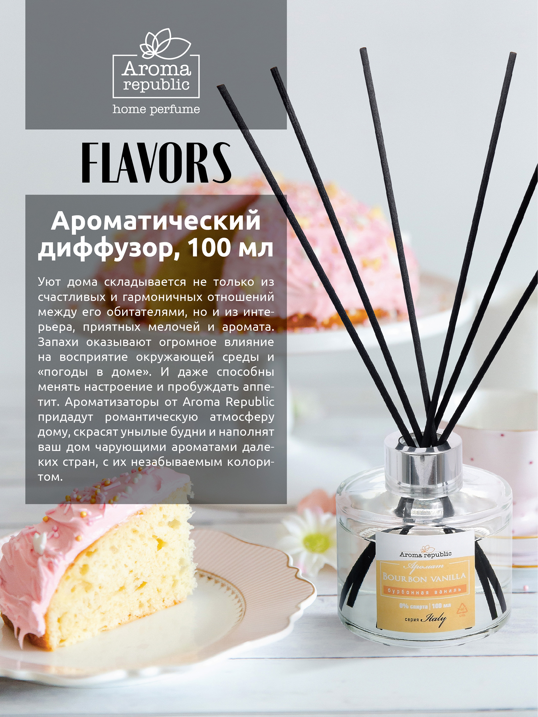 Ароматический диффузор Italy Aroma Republic 100 мл Бурбонная ваниль - фото 2