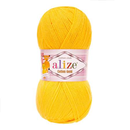 Пряжа Alize для теплой одежды игрушек Cotton gold 100 гр 330 м 5 мотков 216 темно-желтый