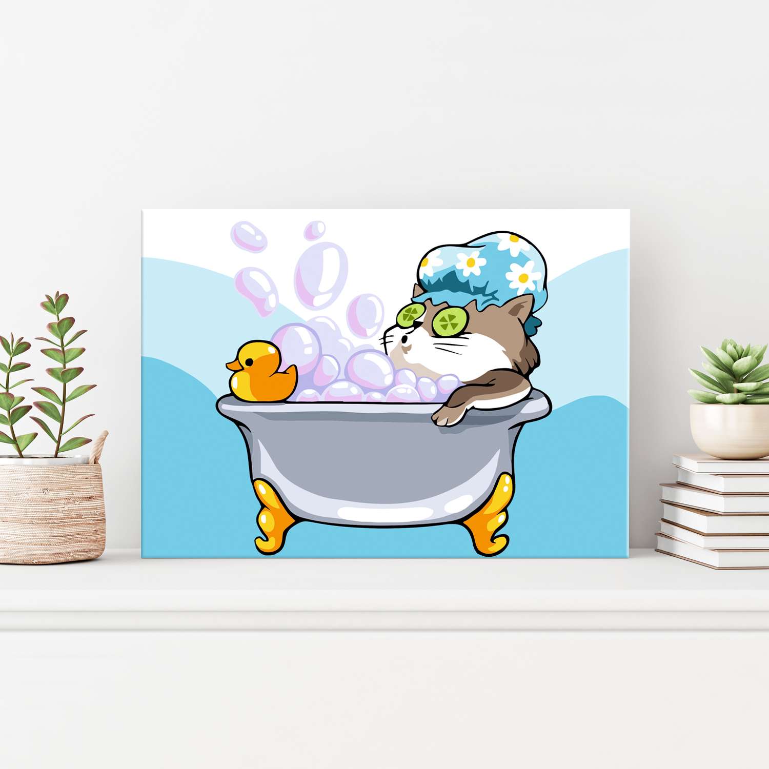 Картина по номерам ARTOP на картоне 15х21 Котик в ванной живопись роспись - фото 2