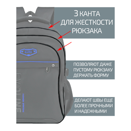 рюкзак школьный Evoline Черно-синий EVO-327-45 (new)