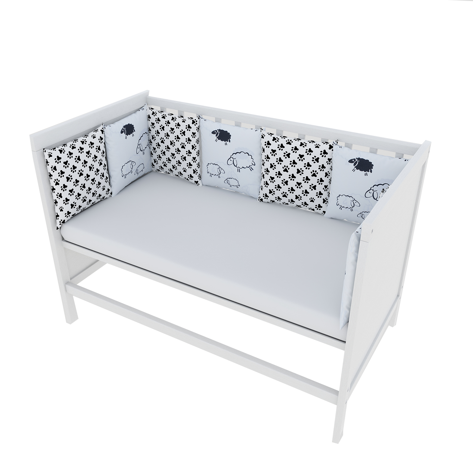 Бортик в кроватку AmaroBaby 12 предметов HOME ELITE белый черный - фото 1