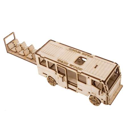 Сборная модель деревянная TADIWOOD Автобус 20.5 см. 82 детали