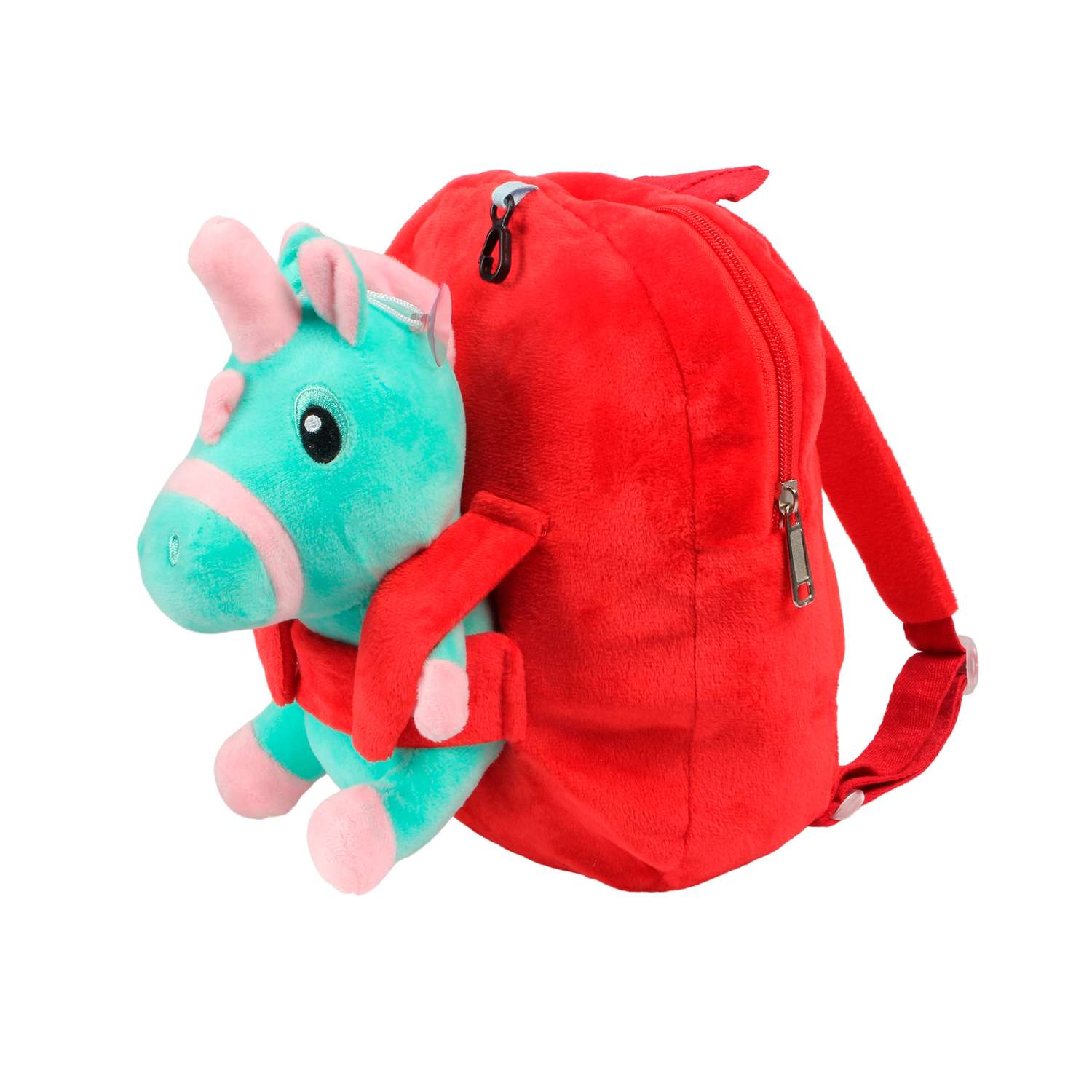 Рюкзак с игрушкой Little Mania красный Дракоша зелено-розовый - фото 2