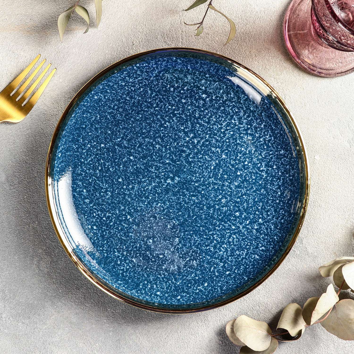 Тарелка Sima-Land керамическая десертная «Ночное небо» d=21 см цвет синий - фото 1