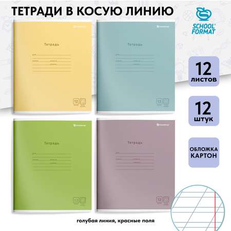 Тетрадь SCHOOLFORMAT косая линейка 12 лист. 12 шт.