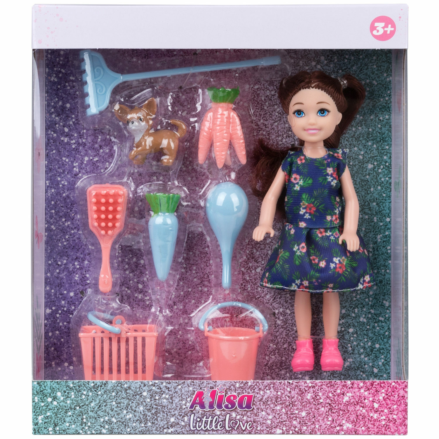 Кукла детская 1TOY Alisa Little Love с аксессуарами брюнетка с длинными волосами маленькая 14 см Т24395 - фото 1