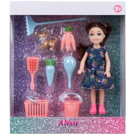 Кукла детская 1TOY Alisa Little Love с аксессуарами брюнетка с длинными волосами маленькая 14 см