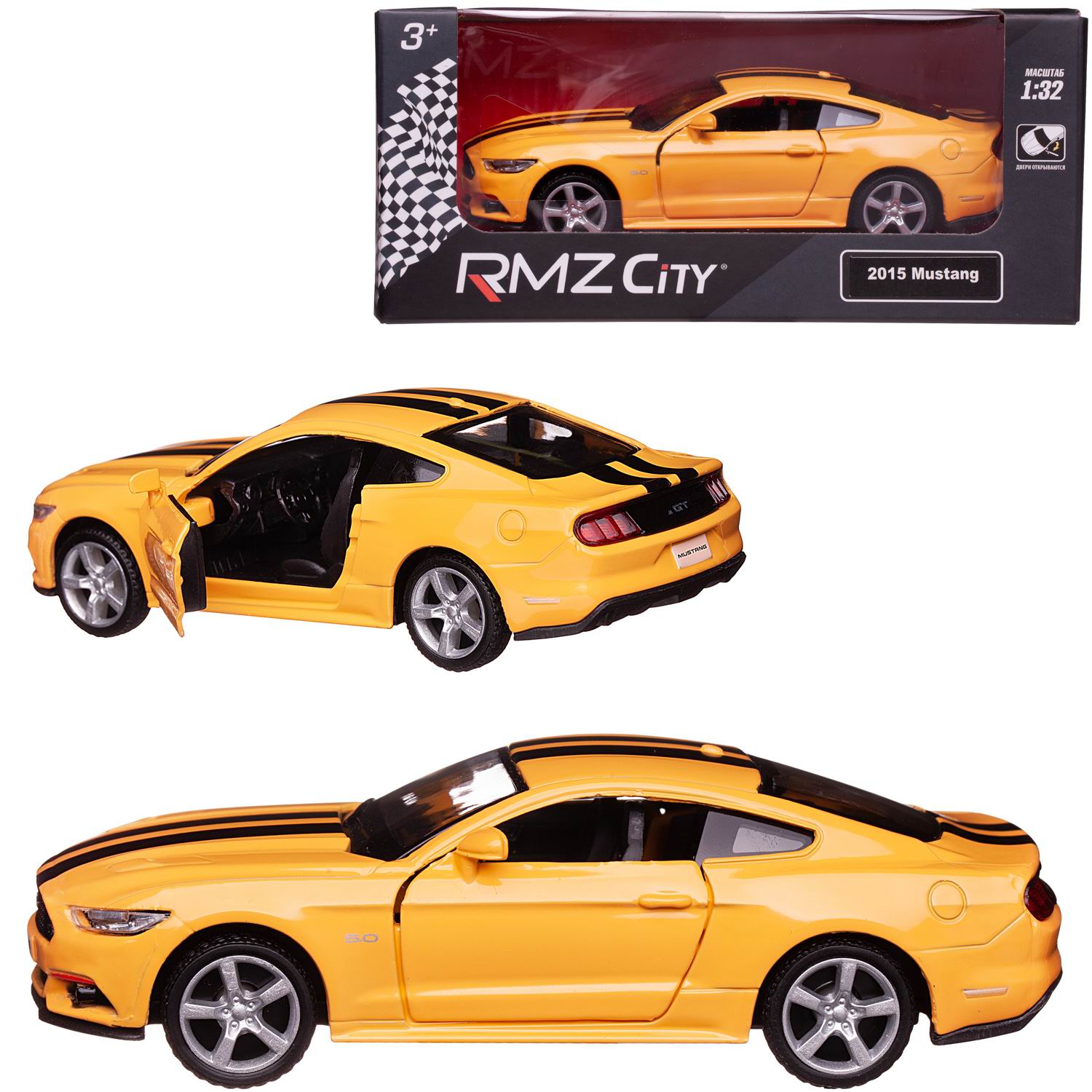 Автомобиль Uni-Fortune Ford 1:32 инерционный желтый 554029C-YL - фото 3