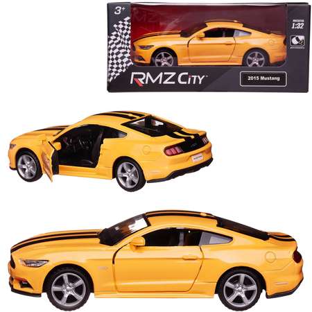 Машина металлическая Uni-Fortune Ford Mustang GT 2015 with Strip инерционная цвет желтый двери открываются