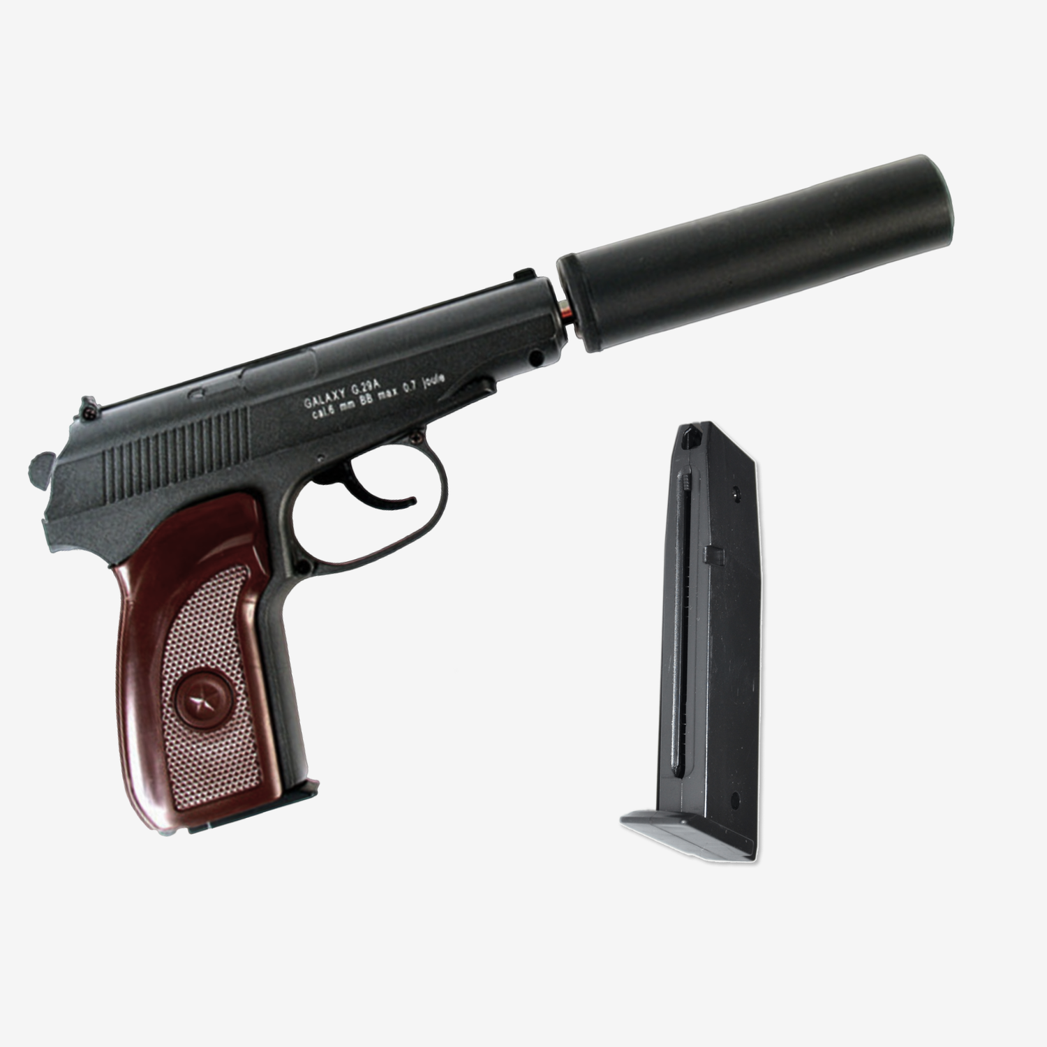 Пистолет Galaxy Макарова с глушителем и второй магазин - фото 1
